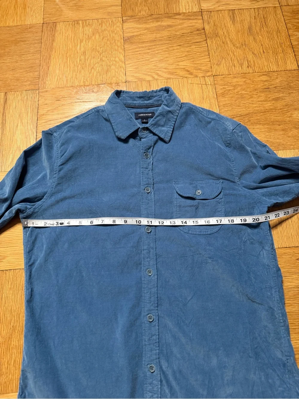 J. Crew Mens Large Blue Corduroy Button Down Long Sleeve Collared Shirt